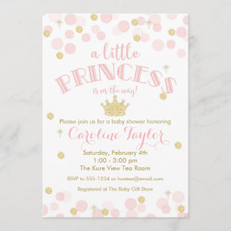 Princess Pink Gold Glitzer Kinderdusche Einladung