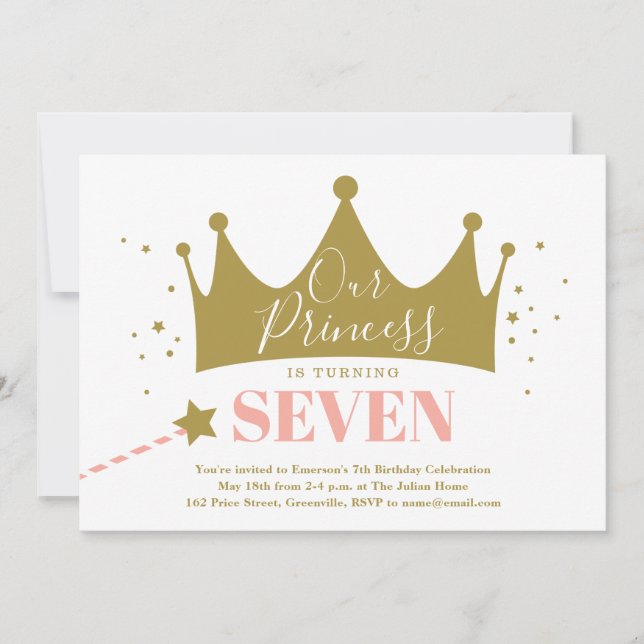 Princess Pink Kindergeburtstag Party Einladung (Vorderseite)