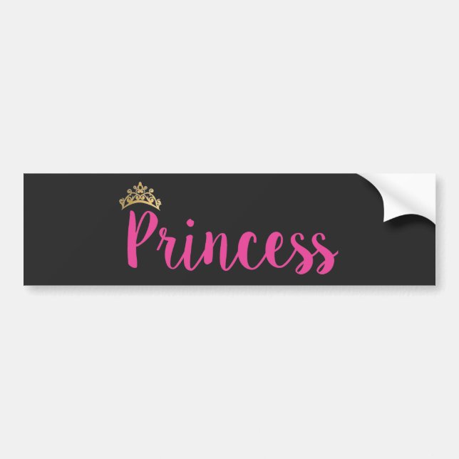 Princess Pink Script Schriftart Crown Autoaufkleber (Vorne)