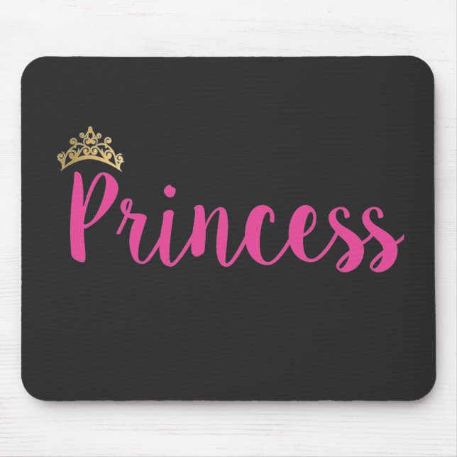 Princess Pink Script Schriftart Crown Mousepad (Vorne)