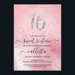 Princess Pink Silver Glitzer Confetti Sweet 16 Einladung<br><div class="desc">Diese hübsche und gürmische 16 . Geburtstag Geburtstagsfeier ist perfekt für das trendige und stilvolle Girl. Es zeigt Imitate gedruckt silber funkelnd Glitzer, "16", und fallend Konfetti auf einem Prinzessin rosa Farbe und Seide ombre Farbverlauf Hintergrund. Es ist modern, glamourös, chic, einzigartig und cool, das perfekte Design für Ihren besonderen...</div>