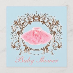 Princess Pink tutu Girl Baby shower Invitation