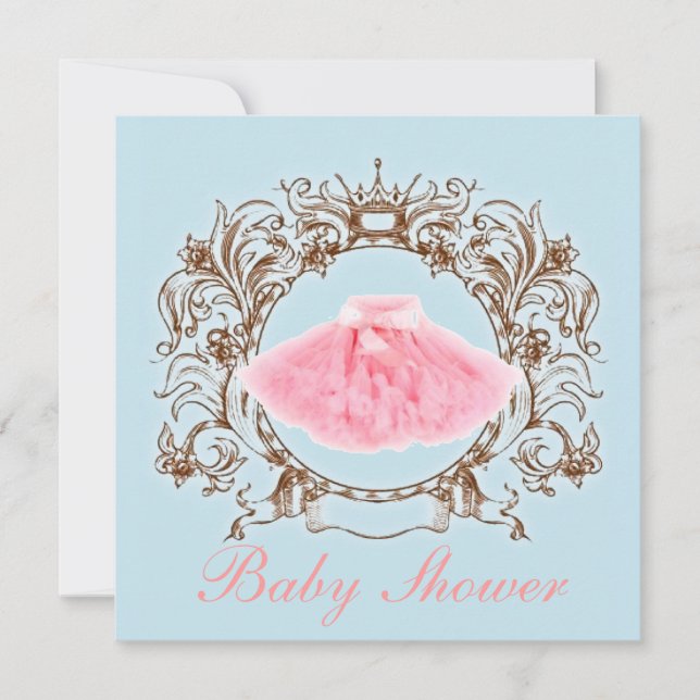 Princess Pink tutu Girl Baby shower Invitation (Devant)