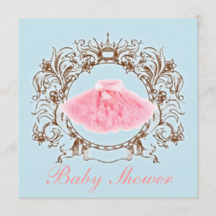 Princess Pink tutu Girl Baby shower Invitation