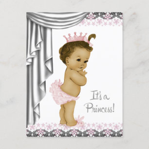 Princess Pink und Gray Baby Girl Dusche Einladung