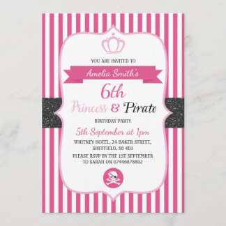 Princess & Pirate Einladungen zum Geburtstag