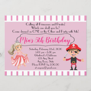 Princess Pirate Thème Anniversaire Invitation