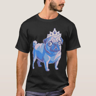 Princess Pug königlicher Hund Art, Blau geometrisc T-Shirt