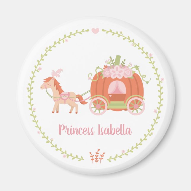 Princess Pumpkin Carriage Floral Wreath Magnet (Vorne)
