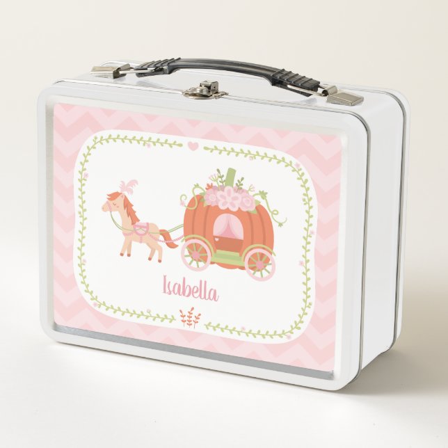 Princess Pumpkin Carriage Girl Personalisiert Metall Brotdose (Vorderseite)