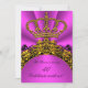 Princess Queen Gold Hot Pink Birthday Party Einladung (Vorderseite)