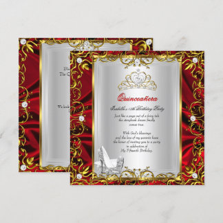 Princess Quinceanera 15. Geburtstag Rotes Royal Einladung