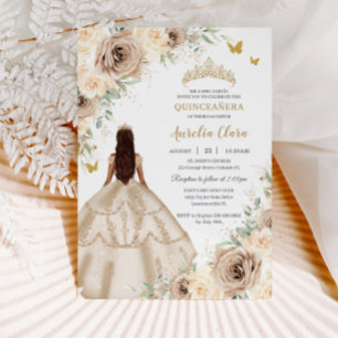Princess Quinceañera Champagne Rose Dress Einladung