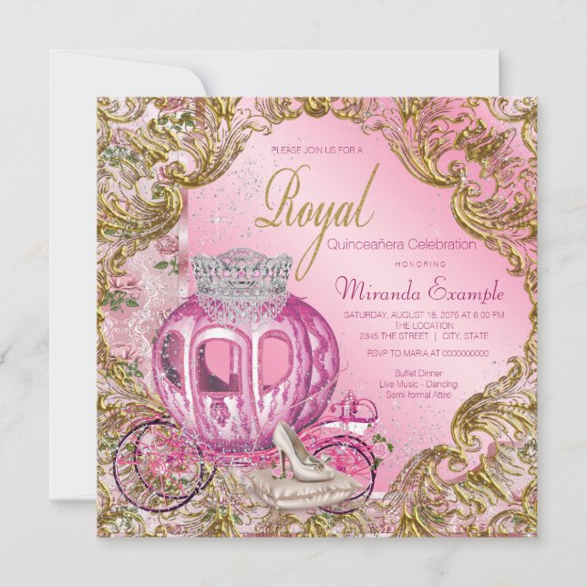 Princess Quinceañera Einladung (Vorderseite)