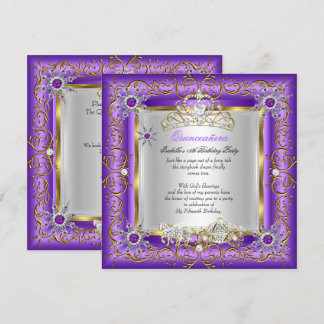 Princess Quinceanera Elite Birthday Gold Lila Einladung