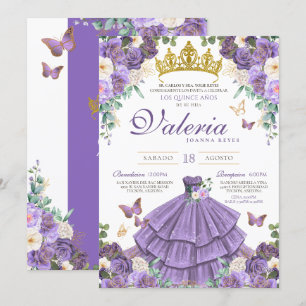 Princess Quinceanera, Prinzessin für Lila Blumensc Einladung