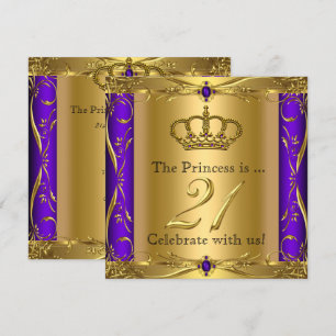 Princess Regal Lila Gold 21. Geburtstag Party Einladung