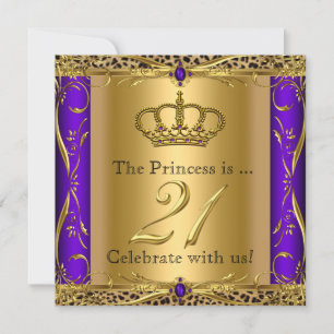 Princess Regal Lila Leopard 21. Geburtstag Party Einladung