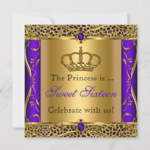 Princess Regal Lila Leopard Sweet 16 Party Einladung