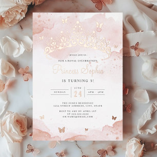 Princess Rose Gold Girls Geburtstagsparty Folieneinladung