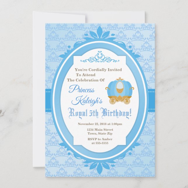 Princess Royal Ball Birthday Einladung Carriage (Vorderseite)