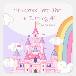 Princess Royal Castle Birthday Party Quadratischer Aufkleber