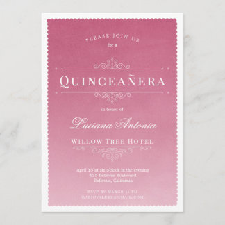 Princess Royal Elegante Pink Quinceanera Einladung