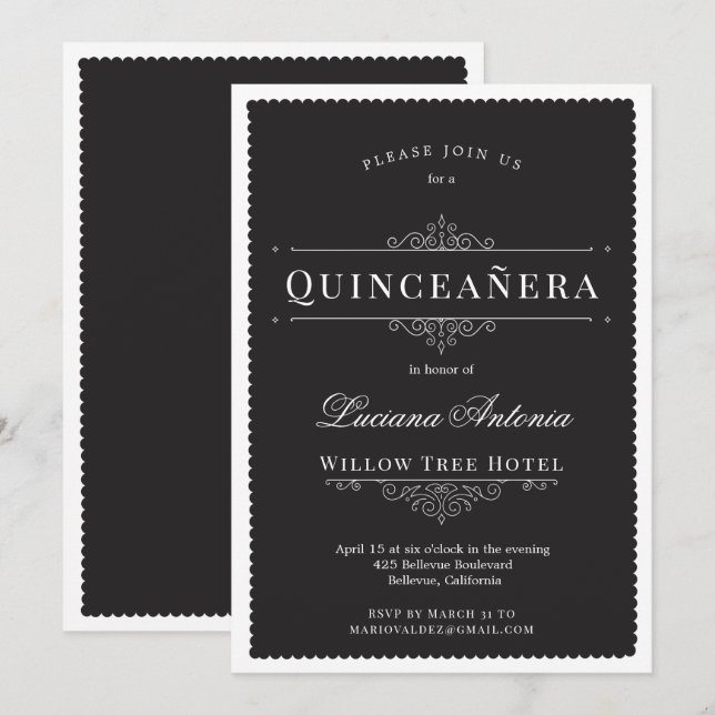 Princess Royal Elegante Quinceanera Einladung (Vorne/Hinten)