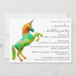 Princess Royal Gold Glitzer Birthday Magic Unicorn Einladung