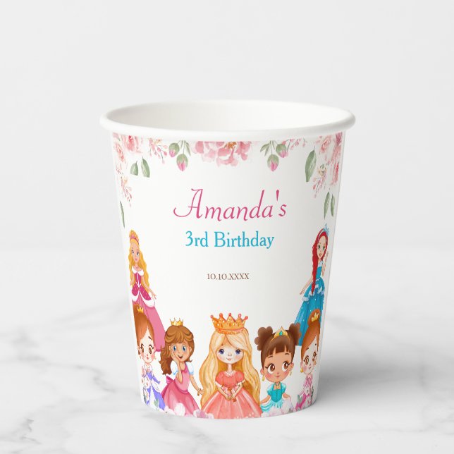 Princess Royals Pink Birthday Party 3rd Paper Cups Pappbecher (Rückseite)