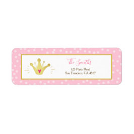 Princess-Rücksendeadresse Etikett Rosa Gold Crown