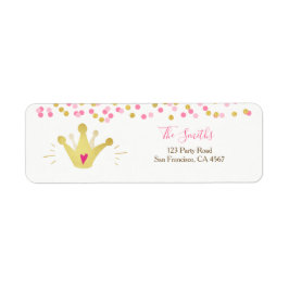 Princess-Rücksendeadresse Etikett Rosa Gold Crown