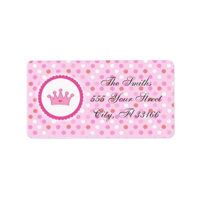 Princess Rücksendeadressen-Aufklebers Pink Adressaufkleber (Vorne)