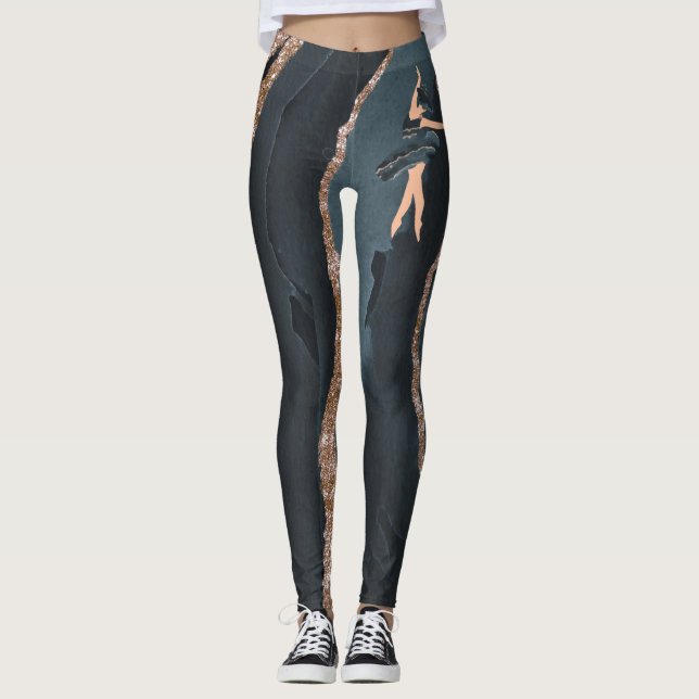 Princess Schmetterling Ballerina blau und gold Leggings (Vorderseite)