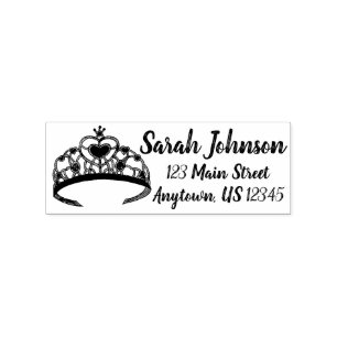 Princess Silver Tiara Royalty Queen Crown Adresse Gummistempel