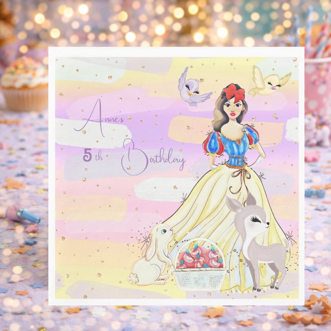 Princess Snowy Birthday Paper Napkin Serviette (Von Creator hochgeladen)