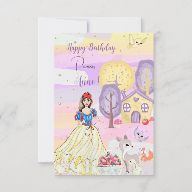 Princess Snowy Happy Birthday Grußkarte Dankeskarte (Vorderseite)