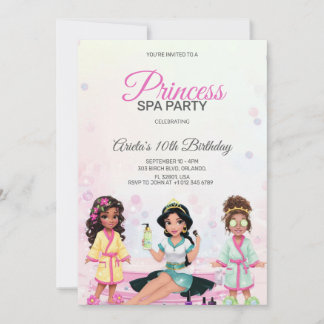 Princess spa party birthday invitation  einladung