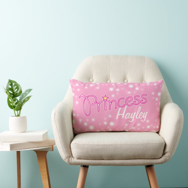 Princess-Star-Grafik-Rosa-individuelle Name Lendenkissen (Stuhl )