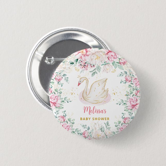 Princess Swan Baby Shower Button (Vorne & Hinten)