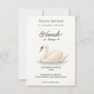 Princess Swan Birthday Einladung für Mädchen