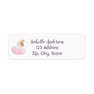 Princess swan pink girl return address