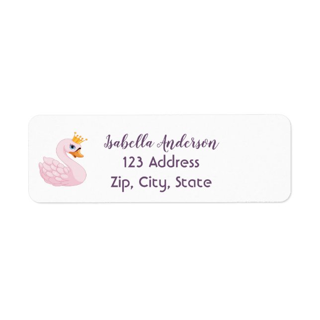 Princess swan pink girl return address (Vorne)