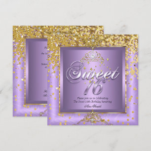 Princess Sweet 16 Gold Lavender Lila Party 2 Einladung