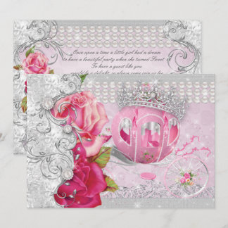 Princess Sweet 16 Quince Anos Bling Carriage Einladung
