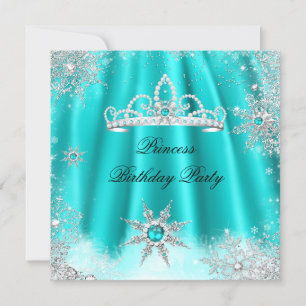 Princess Tiara Aquamarin Blue Snowflake Geburtstag Einladung