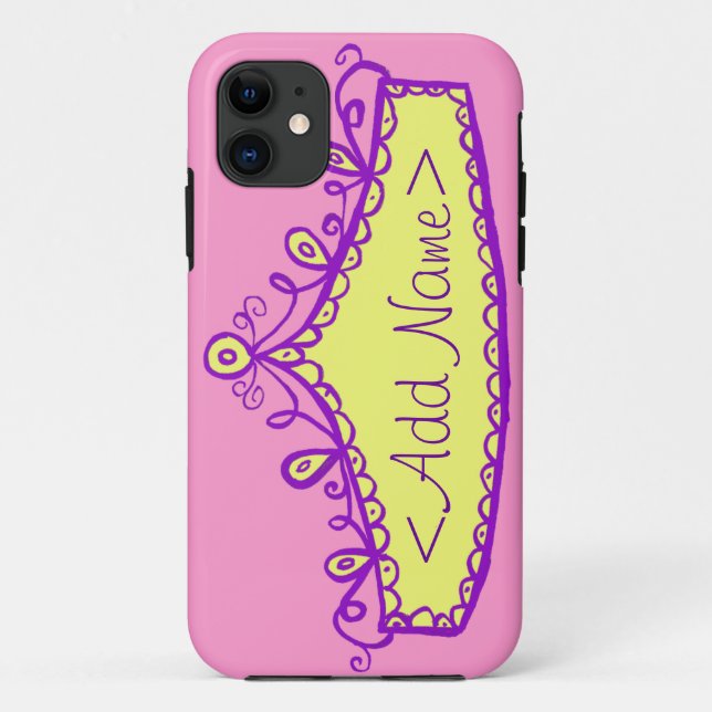 Princess Tiara Crown Individuelle Name iPhone Case (Rückseite)