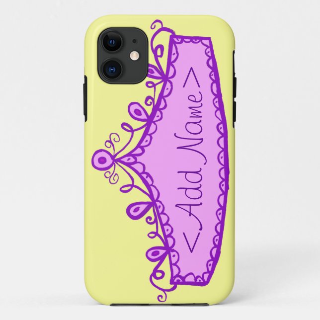 Princess Tiara Crown Individuelle Name iPhone Case (Rückseite)