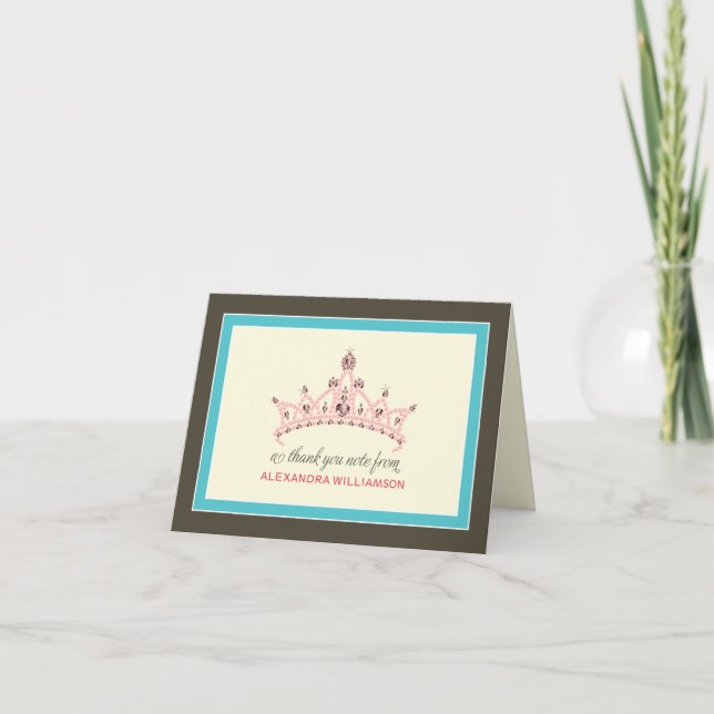 Princess Tiara Danke-You Card (aqua) Dankeskarte (Vorderseite)