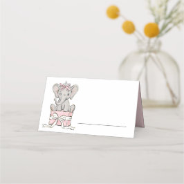 Princess Tiara Elephant Pink Girl's Birthday Platzkarte